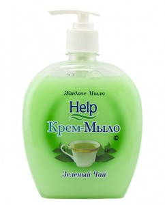 Мыло жидкое "Help" (дозатор) Зеленый чай 300г /20шт  5-0376