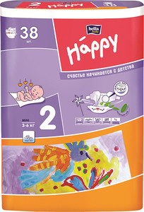 Подгузники для детей "Белла" Baby Happy №2 Mini 3-6кг 38шт/ 6шт (BB-054-MI38-011)
