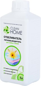 Отбеливатель-пятновыводитель "Clean Home" для любых тканей 1л/10шт 382
