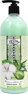Мыло жидкое "Vesta" 2в1 Хлопок и оливк.масло (насос) 1л/10шт