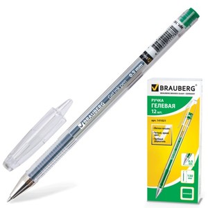 Ручка гелевая зеленая BRAUBERG 0.5мм 143922