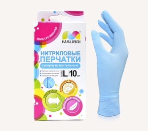 Перчатки нитриловые "Malibri" Суперчувствительные L,10шт/100шт