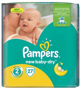 Подгуз. Pampers New Baby-Dry №2 Мини (4-8кг)27шт/6шт в кор.