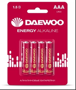 Батарейки DAEWOO LR03 Alkaline спайка - 4/60/960