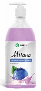 Grass жидкое крем-мыло Milana "Черника в йогурте" 1000 мл / 18 шт