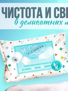 Влажные ТУАЛЕТНАЯ БУМАГА W&W  60 шт/16шт